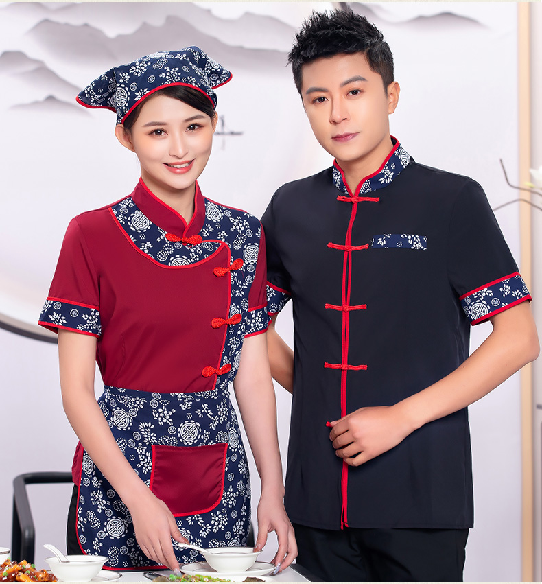 Little Orchid waiter work clothes shirt + headscarf + apron three-piece suit H19-L016 female