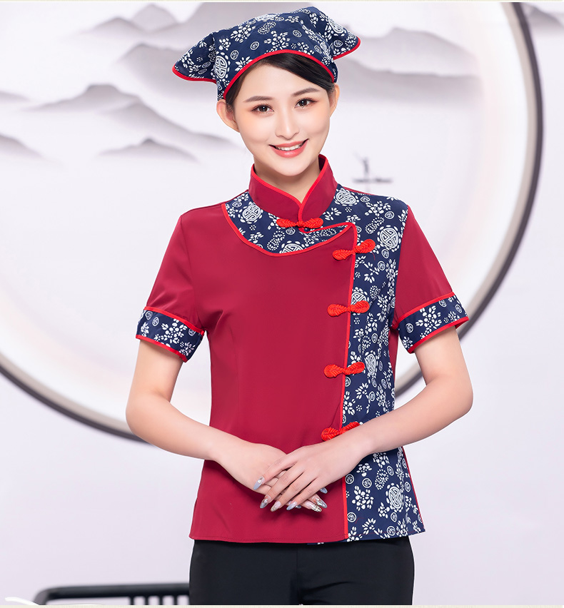 Little Orchid waiter work clothes shirt + headscarf + apron three-piece suit H19-L016 female