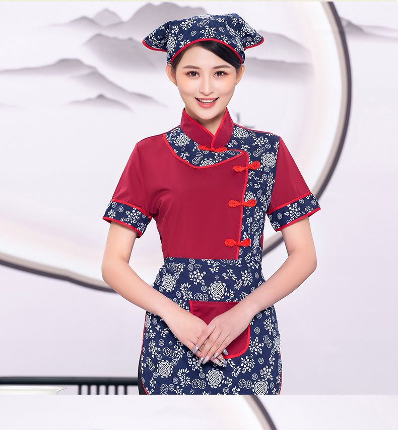 Little Orchid waiter work clothes shirt + headscarf + apron three-piece suit H19-L016 female