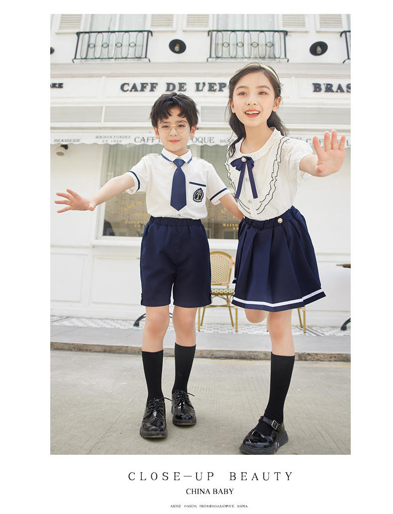 Summer short-sleeved elementary school students British style school uniform suit two-piece suit 894-2207 (including bow tie)