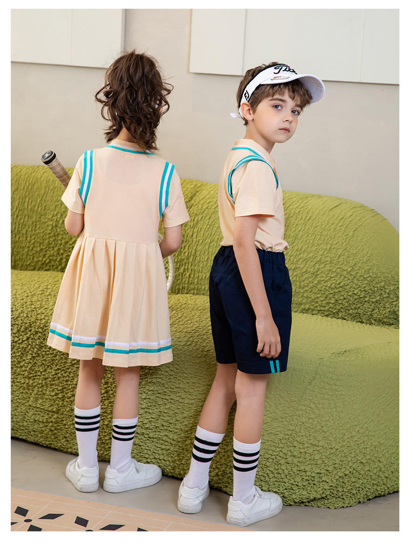 College sports style elementary and middle school students summer short-sleeved school uniform suit two-piece suit 215-800