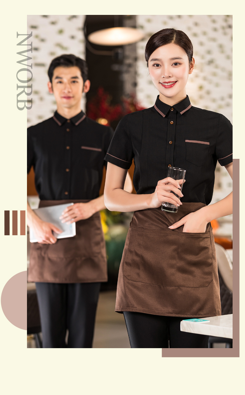 Collar and hem shirt short sleeve hotel waiter top H01-2022-04