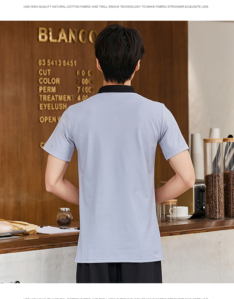 Shoulder Clause T-shirt Waiter Work Clothes Top H02-22LY066-069