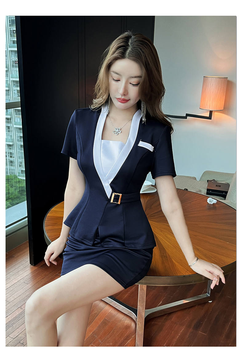 Business elegant slim short-sleeved professional suit skirt for women G25-2688