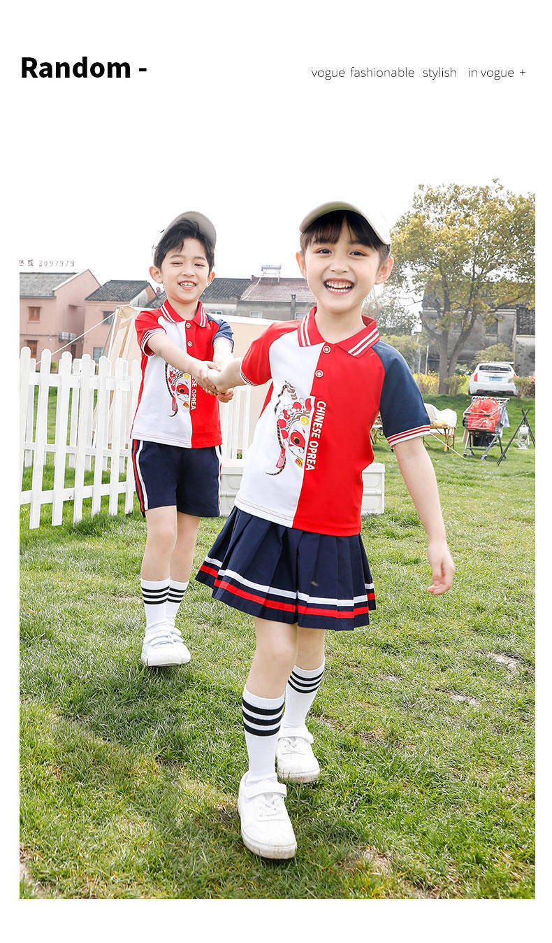 Summer campus primary and secondary school students sports style short-sleeved school uniform suit two-piece suit Z13-D106