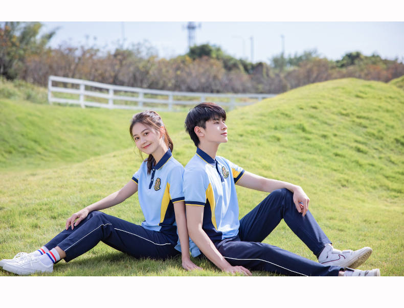 Summer college sports style middle school student short-sleeved school uniform suit two-piece suit men style H23-2608