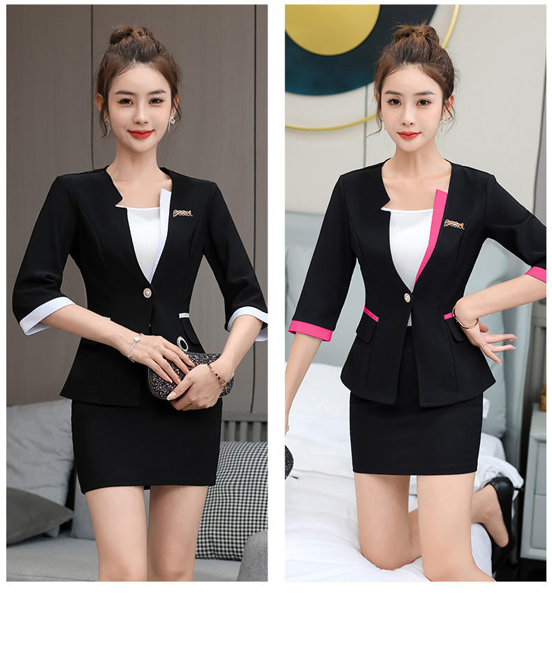 Slim fit knitted health cloth three-quarter sleeve technician suit pants suit female G25-2686-32