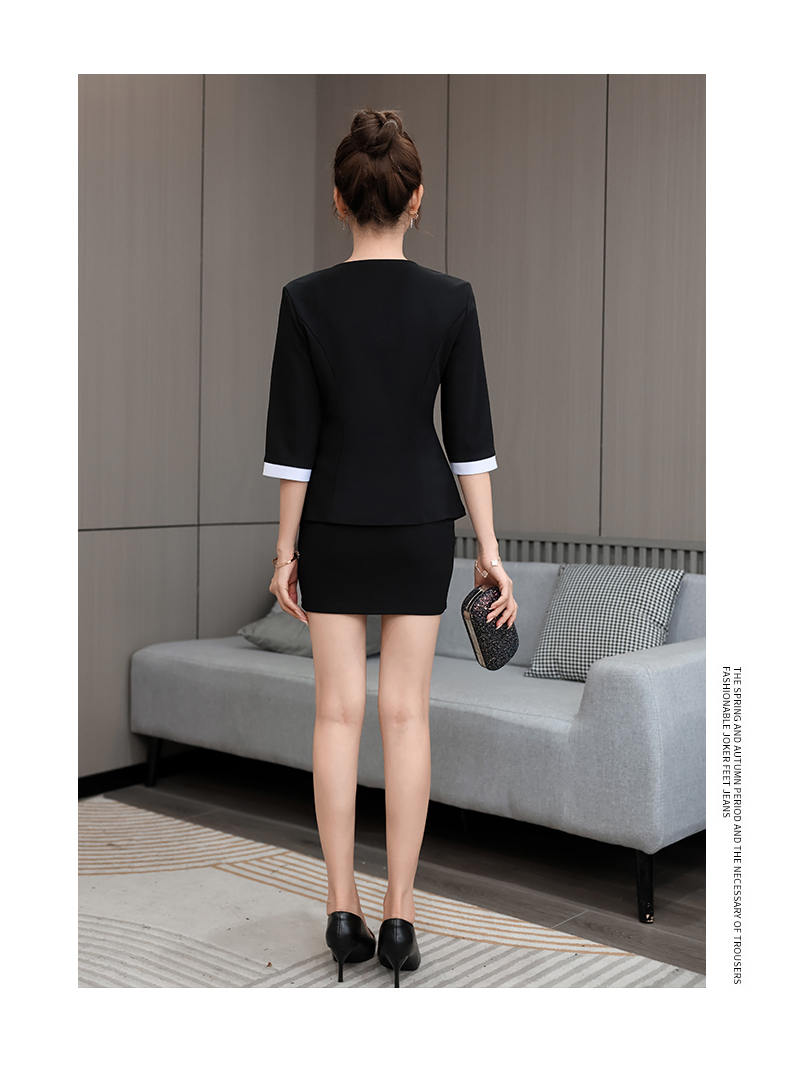 Slim fit knitted health cloth three-quarter sleeve technician suit pants suit female G25-2686-32