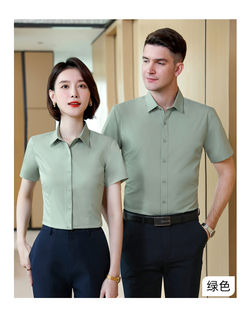 Business slim plain bamboo fiber men short-sleeved shirt DZ1-8702 short-sleeved shirt men