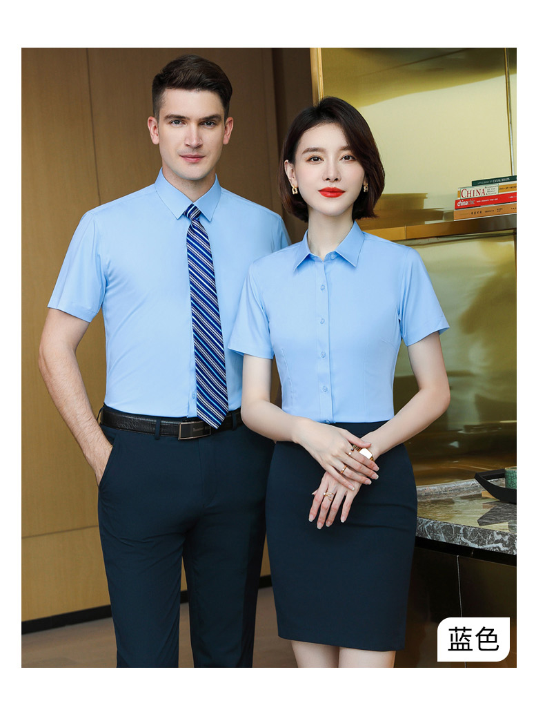 Spiral bamboo fiber slightly elastic men short-sleeved shirt DZ1-8703 short-sleeved shirt men