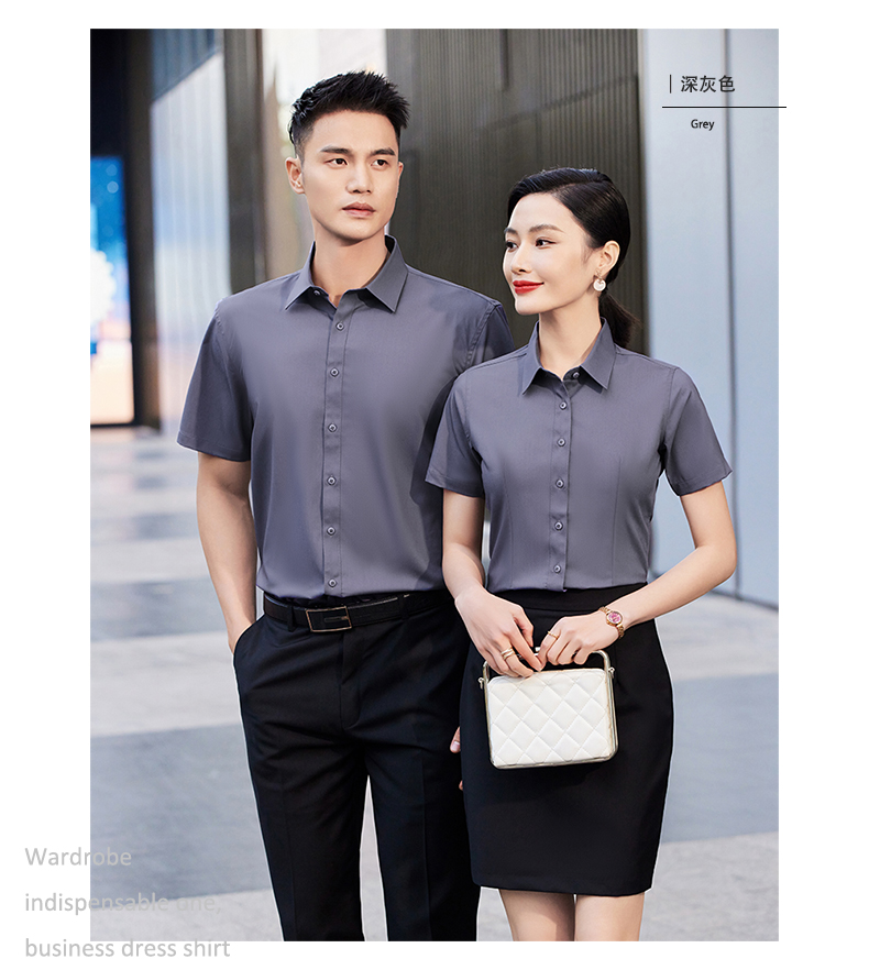 Classic bamboo fiber elastic workplace short-sleeved shirt for women DQ1-1110 short-sleeved women