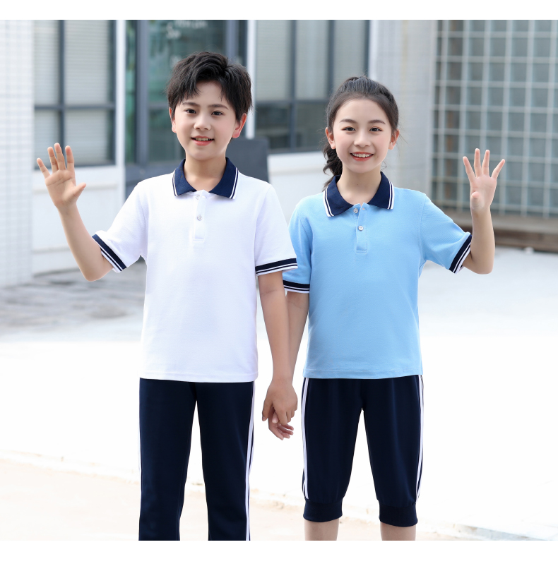 Primary and secondary school students college style sports spring and autumn school uniform suit KA-622-1618 short-sleeved shorts suit