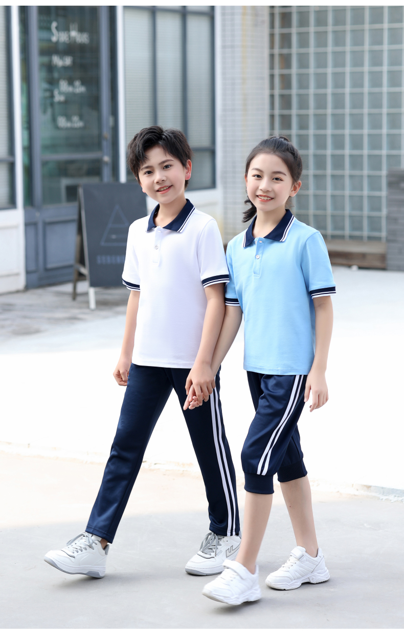 Primary and secondary school students college style sports spring and autumn school uniform suit KA-622-1618 short-sleeved shorts suit