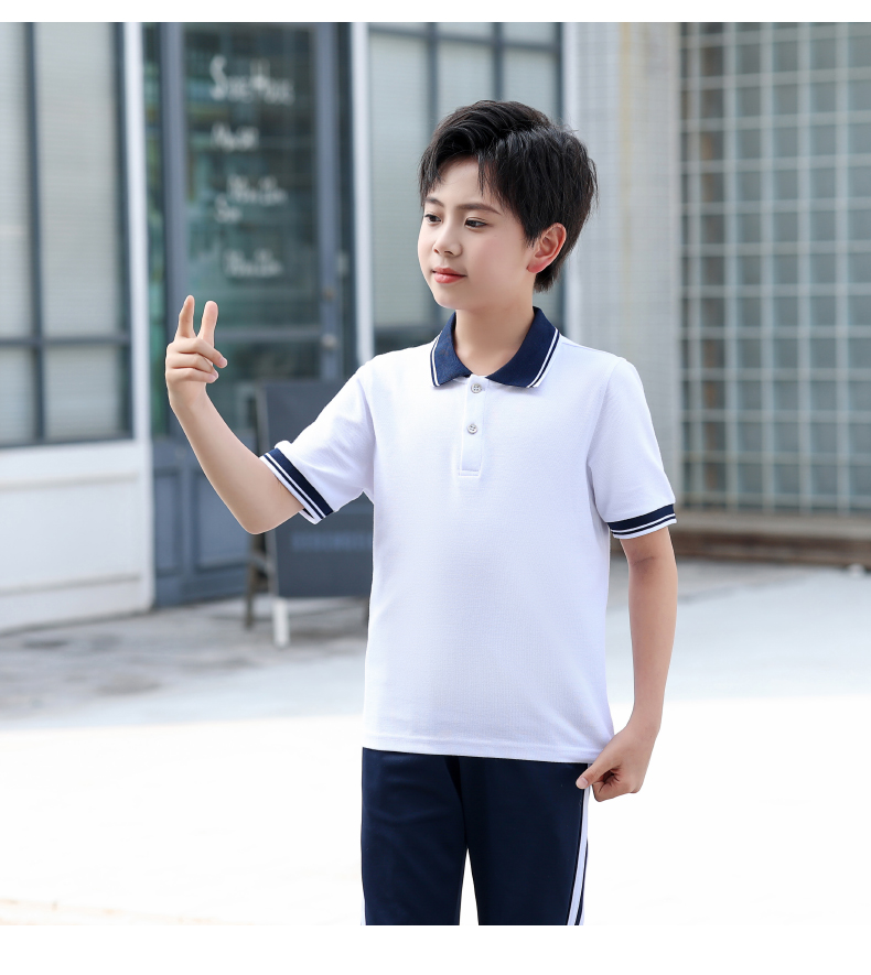 Primary and secondary school students college style sports spring and autumn school uniform suit KA-622-1618 short-sleeved shorts suit