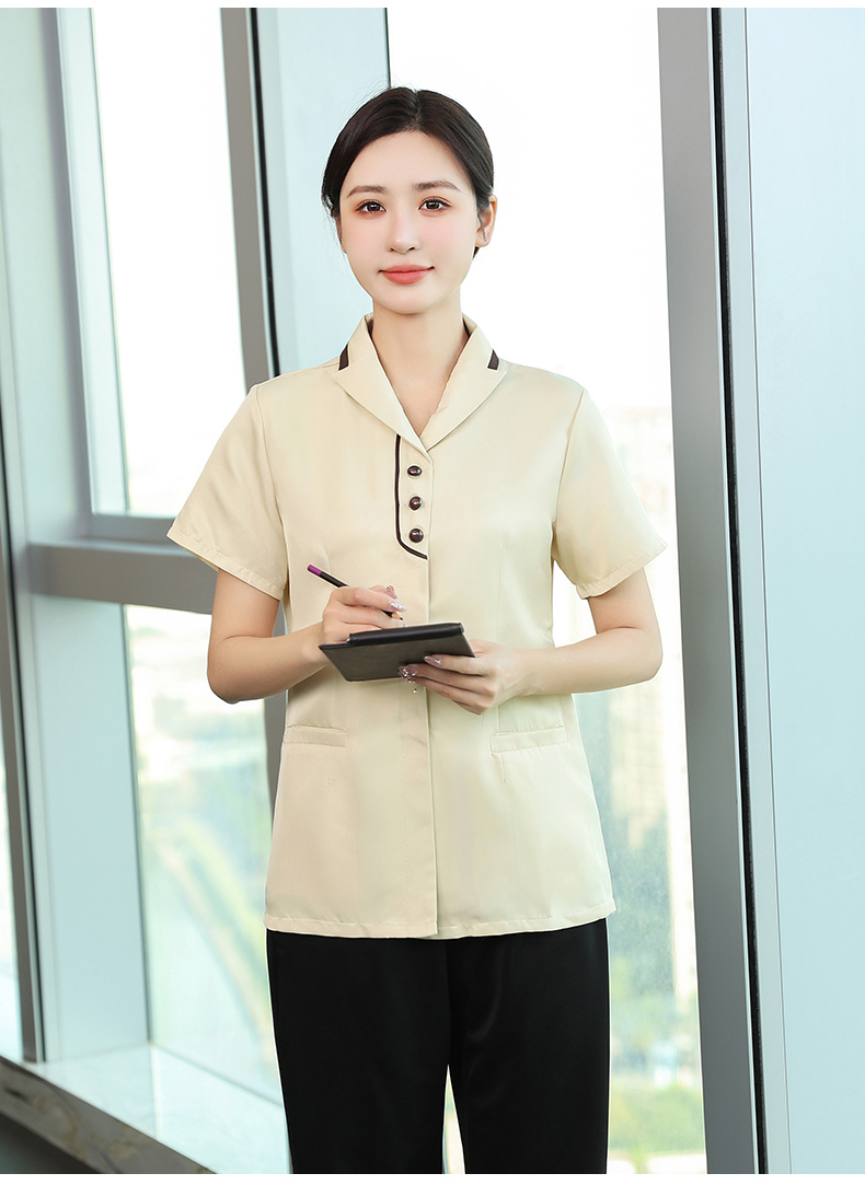 Xiling Hotel Club Restaurant Women Cleaning Clothes Short Sleeve Tops H19-Xiling