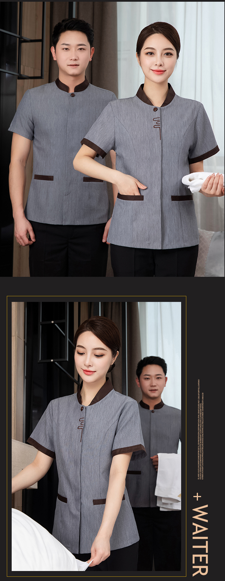 Excellent restaurant hotel cleaning clothes short-sleeved top H27-Excellent Women