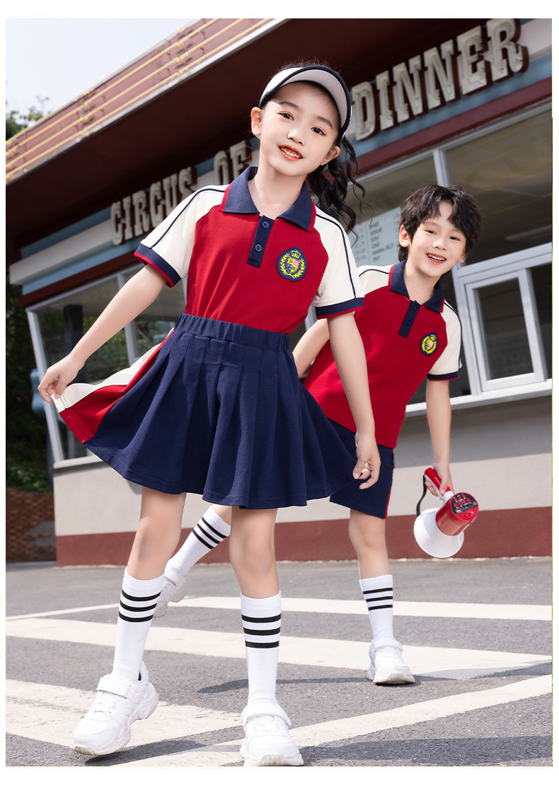 Leisure sports short-sleeved school uniforms for primary and secondary school students, class uniforms, sportswear suits, two-piece suits Z13-D68