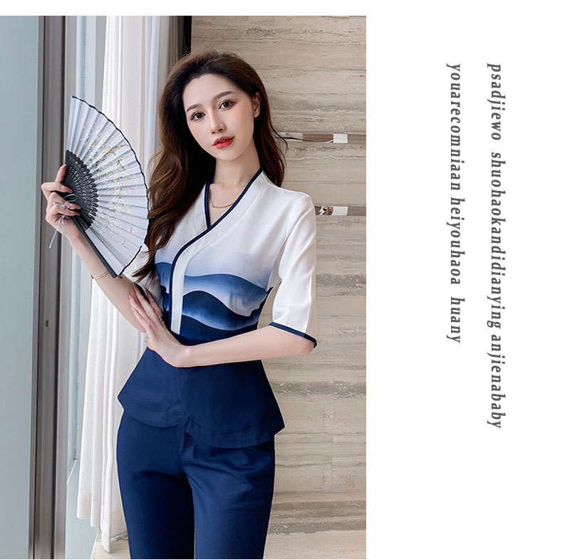 Autumn and winter beauty and health club high-end health center technician suit V02-1295