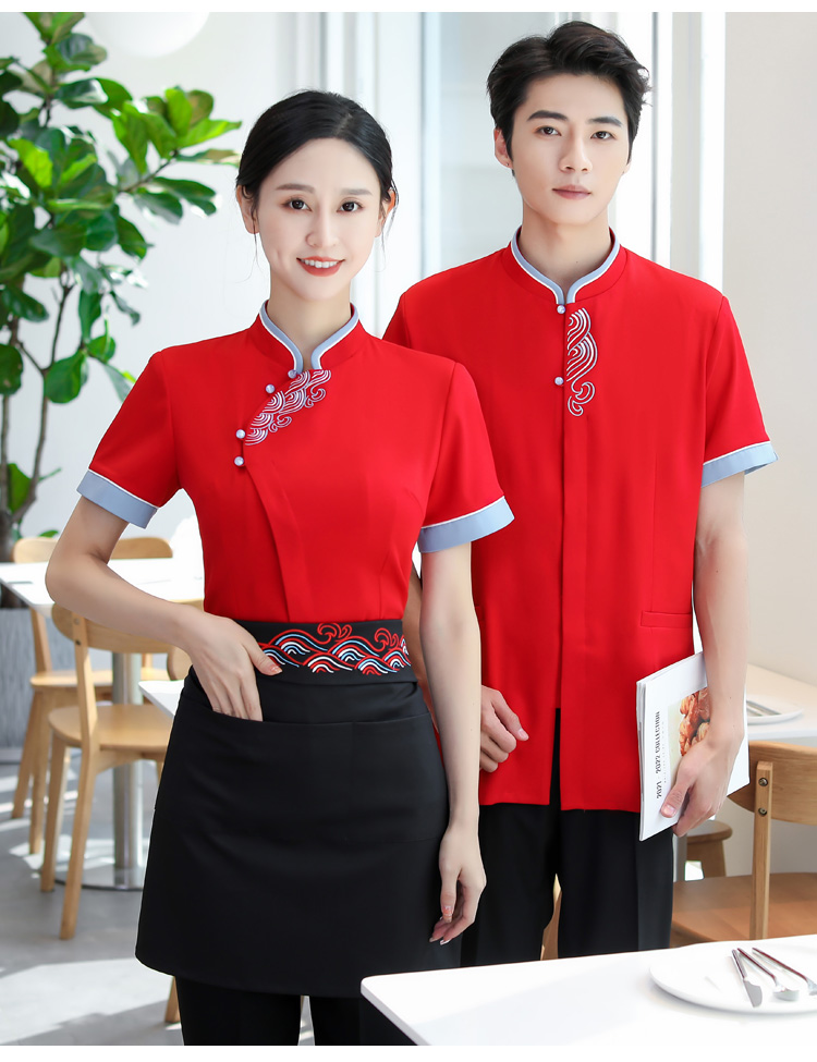 Water ripple short-sleeved chef uniform top HD3-21-C042 short-sleeved