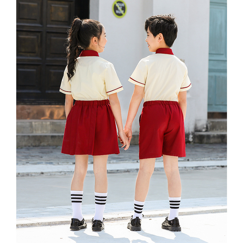 Kindergarten summer uniform red primary school student class uniform set H18-2023-13