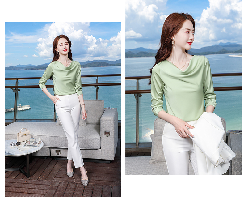 Acetate sway collar temperament women long-sleeved bottoming shirt DR1-9980