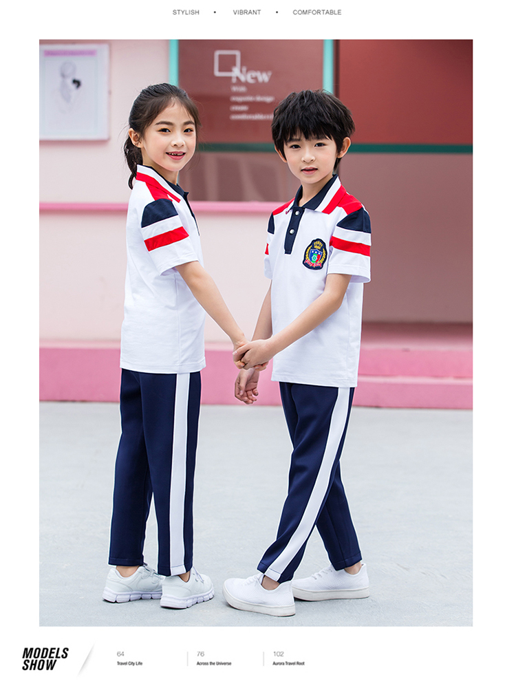 Cotton covered silk summer sports style short-sleeved school uniform top KA-316-222 top (without badge)