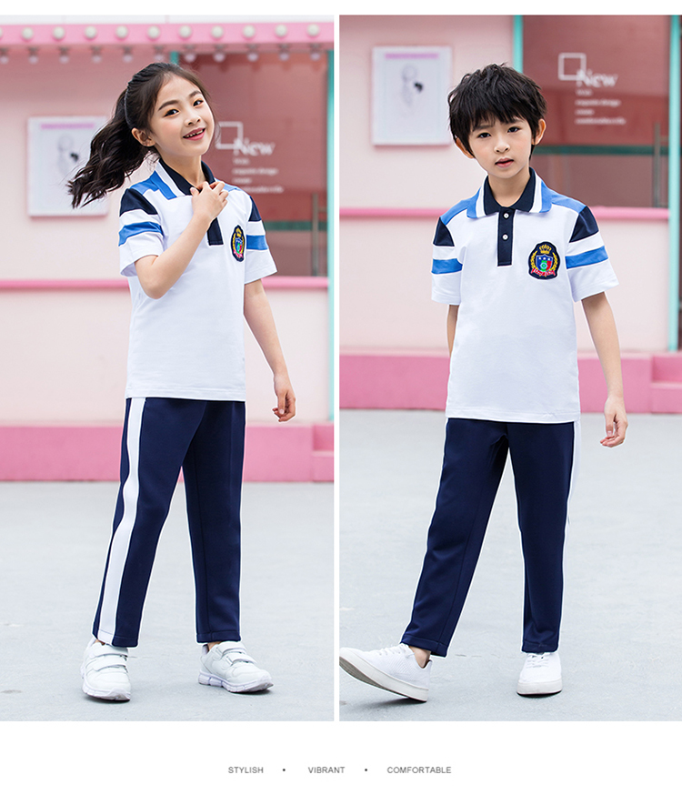 Cotton covered silk summer sports style short-sleeved school uniform top KA-316-222 top (without badge)