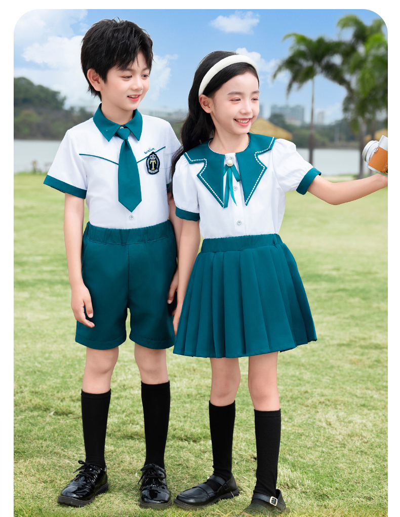 Skin-friendly and breathable siro spinning campus contrast color design school uniform suit 894-2433