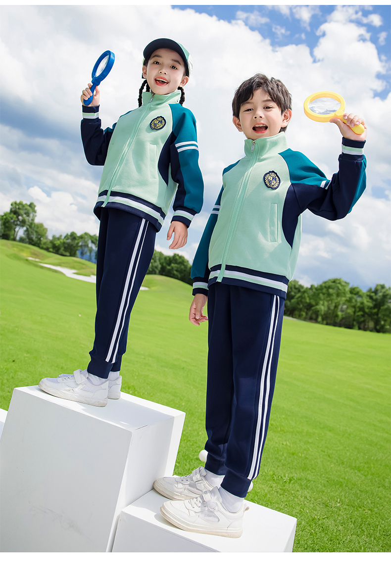 Children sports long-sleeved school uniform spring and autumn two-piece suit 215-9198