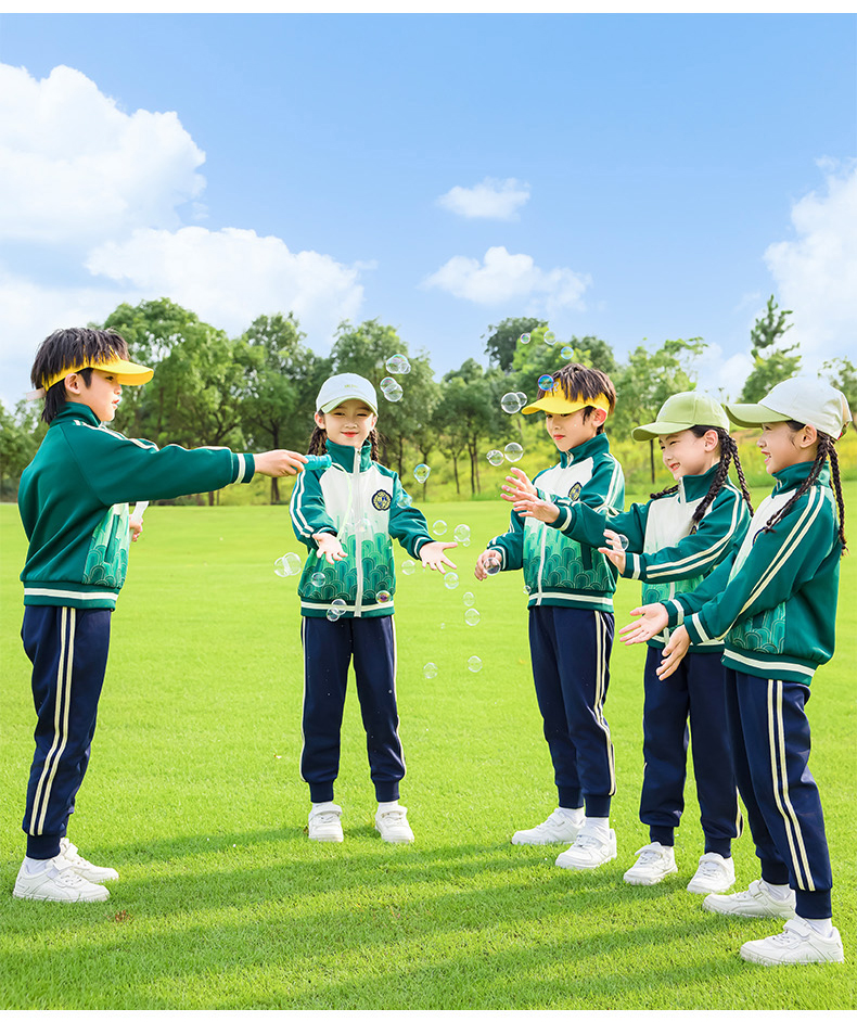 Children sports long-sleeved school uniform spring and autumn two-piece suit 215-9200