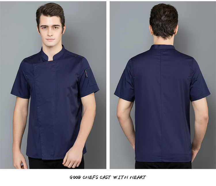 Full craft fine grain bar knot chef uniform top H02-20F097-100 short sleeve