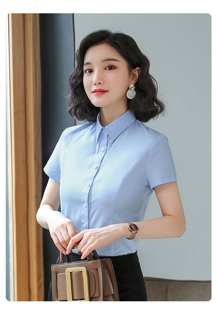 Professional commuting concealed button anti-exposure short-sleeved shirt female 171-310 short-sleeved shirt female