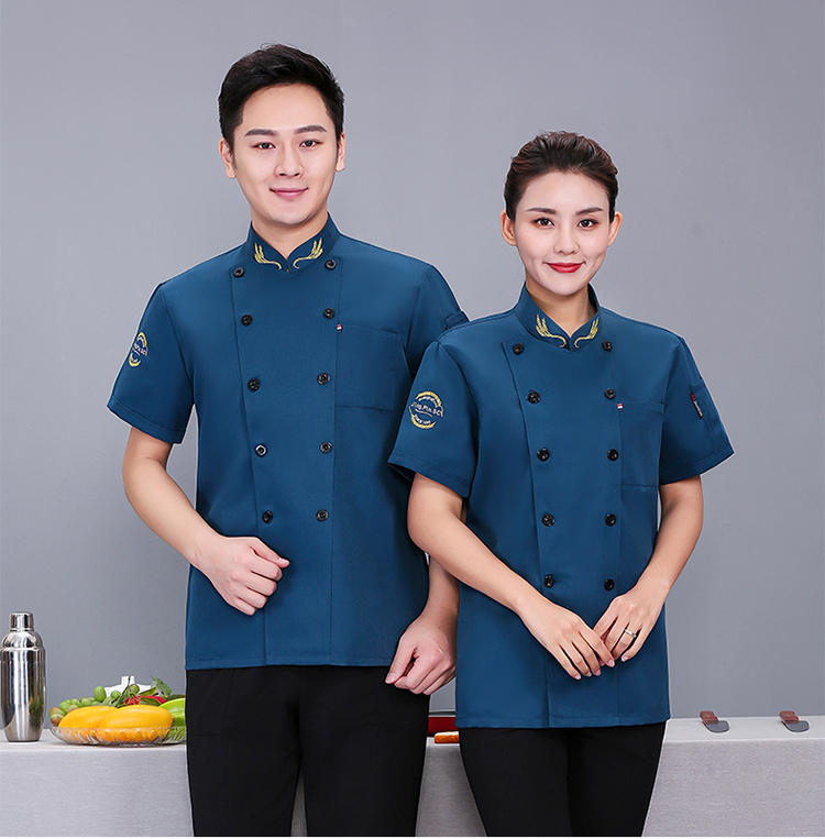 Roumeini wheat ear chef uniform short-sleeved top N01-20D129-20D132