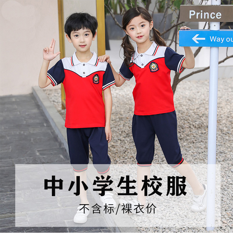 Sports style pure cotton primary and secondary school students school uniform short-sleeved suit B03-TL207