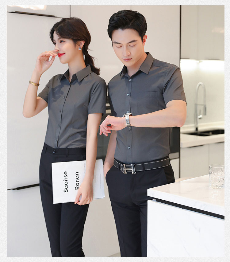 Coarse grain professional men short-sleeved shirt 111-981 men short-sleeved shirt