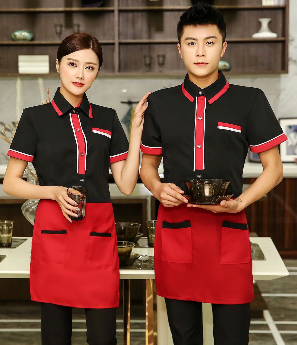 King shirt waiter work clothes top + apron H19-L013