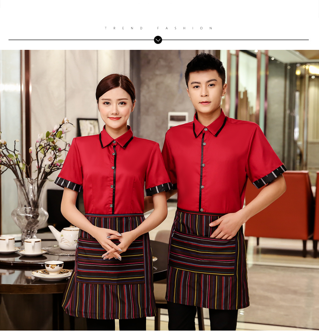 Waiter work clothes ribbon shirt + apron H19-L021