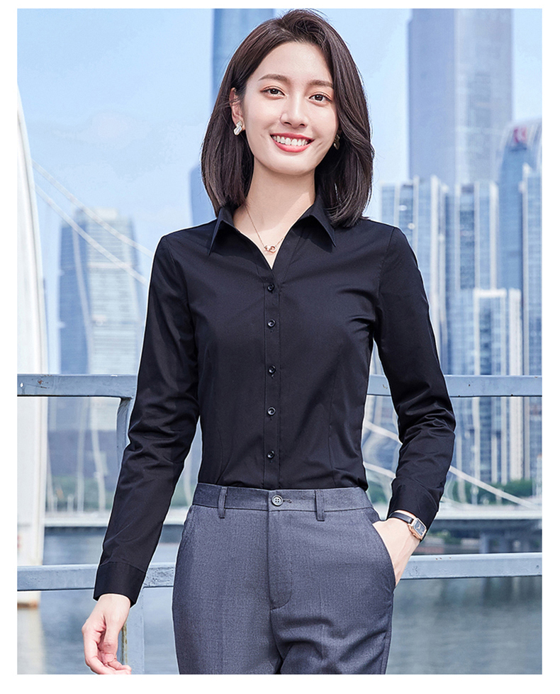 V-neck bamboo fiber long-sleeved button-down shirt for women 171-928 long-sleeved shirt for women