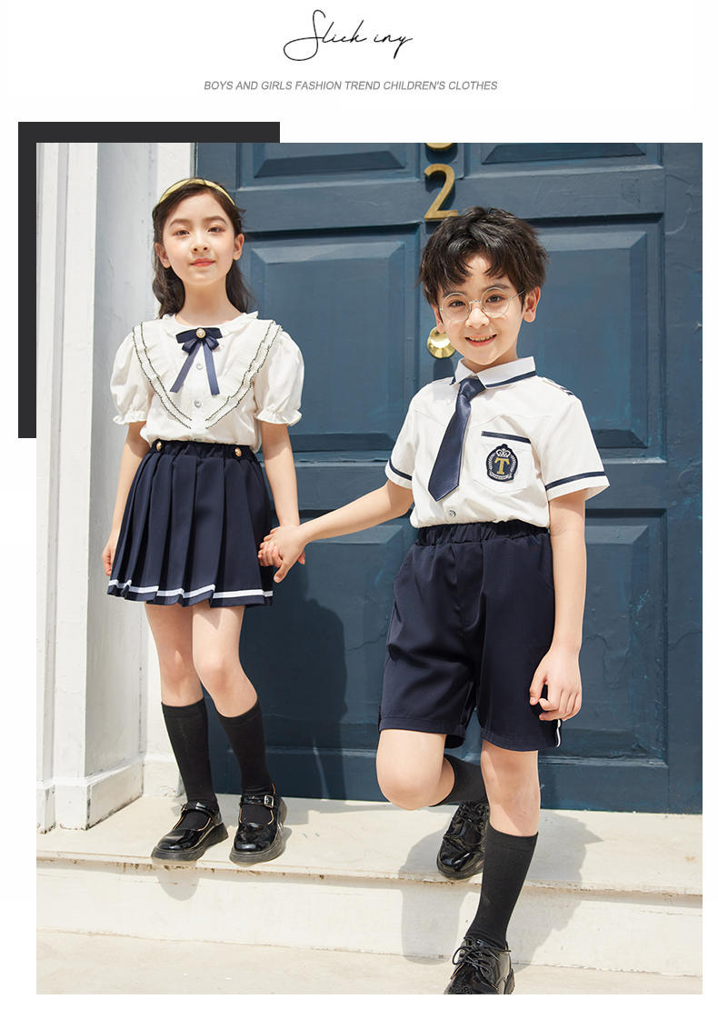 Summer short-sleeved elementary school students British style school uniform suit two-piece suit 894-2207 (including bow tie)