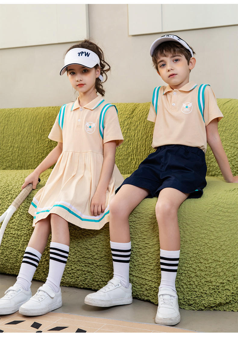 College sports style elementary and middle school students summer short-sleeved school uniform suit two-piece suit 215-800