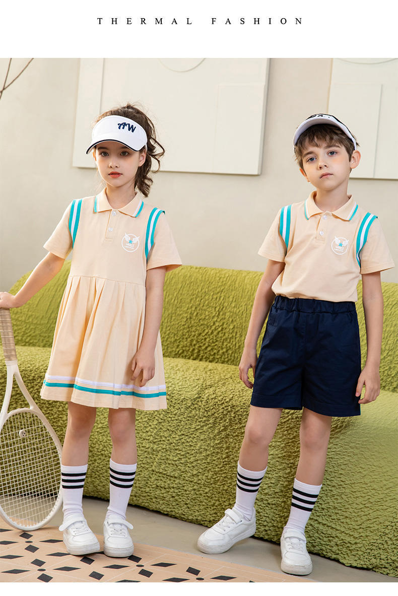 College sports style elementary and middle school students summer short-sleeved school uniform suit two-piece suit 215-800