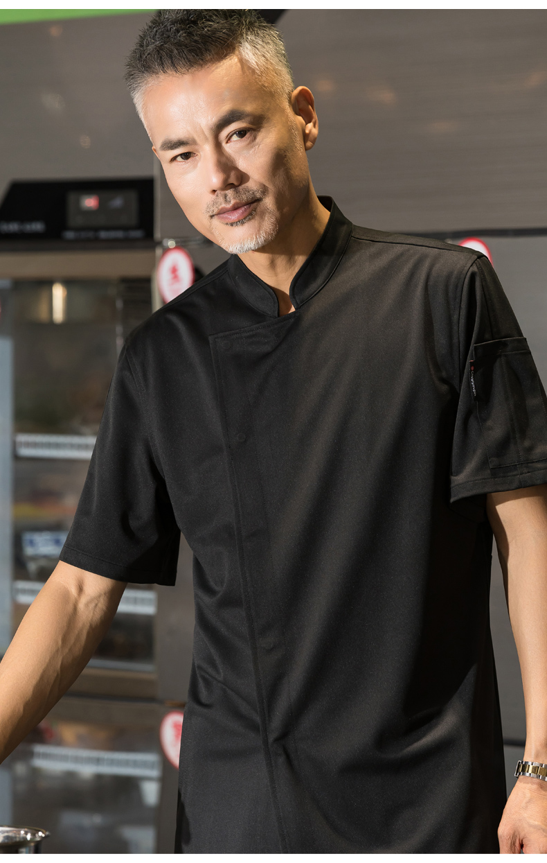 Medical fabric concealed placket short-sleeved hotel chef uniform top H01-21008