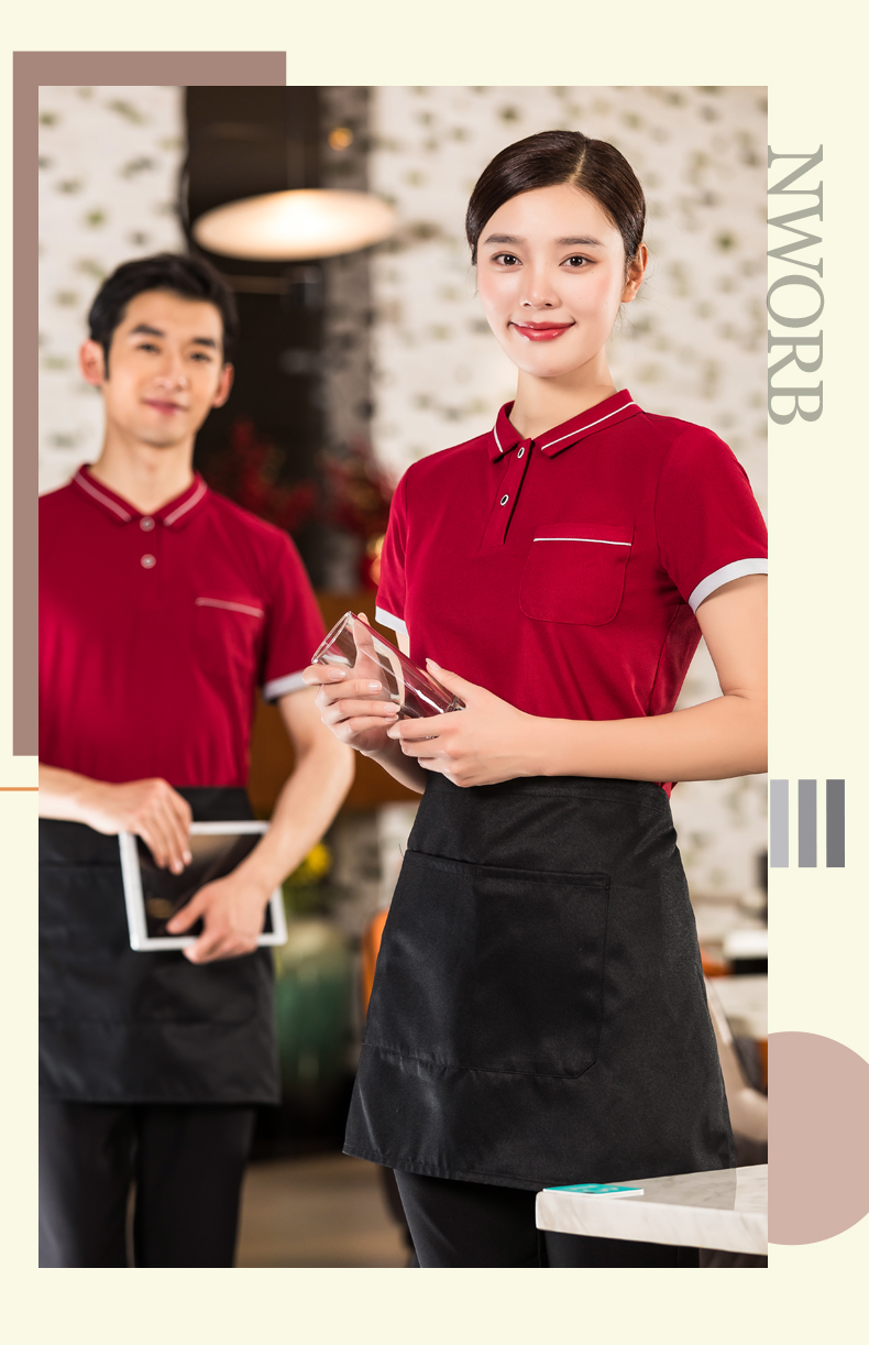 Hotel waiter collar and edge T-shirt top H01-2022-01