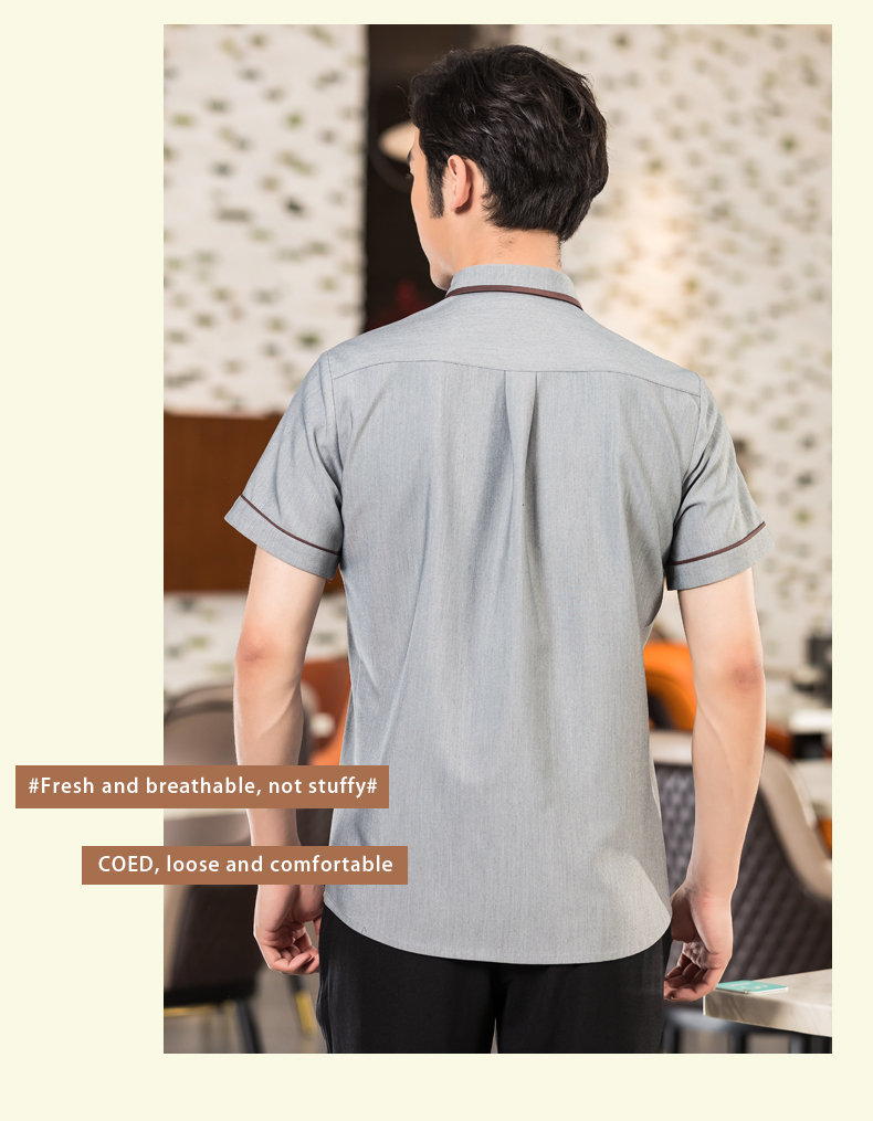 Collar and hem shirt short sleeve hotel waiter top H01-2022-04