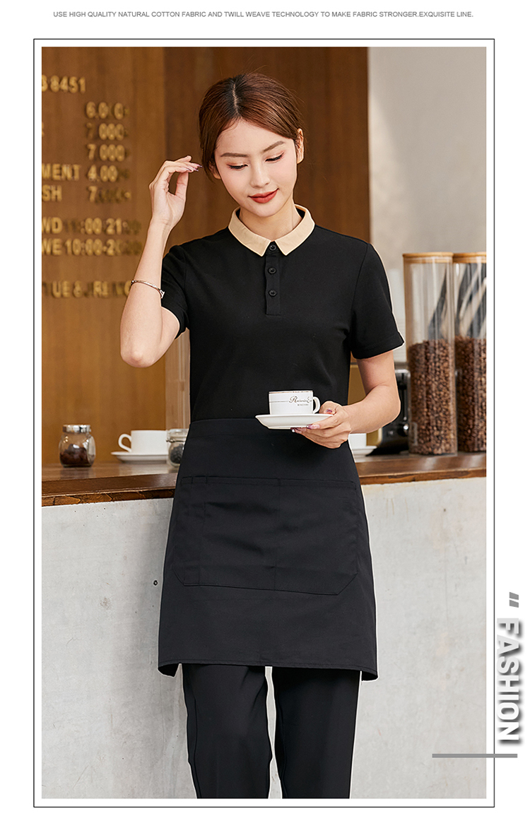 New collar T-shirt waiter work clothes top H02-22LY074-076