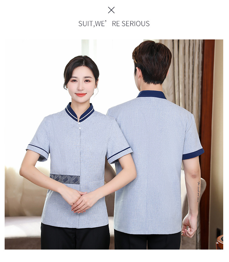 Ribbon cleaning half-sleeved work clothes short-sleeved top H14-003-009