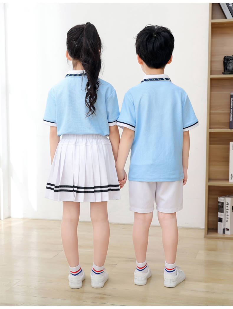 Summer sports style short-sleeved school uniform for primary and secondary school students, two-piece suit H23-1601 (with badge)