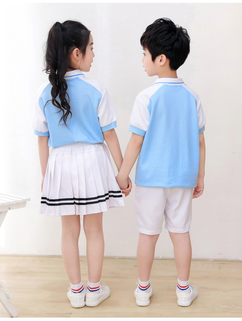 Summer kindergarten uniforms British style children graduation uniforms short-sleeved suits two-piece suits H23-1606 (including badges)