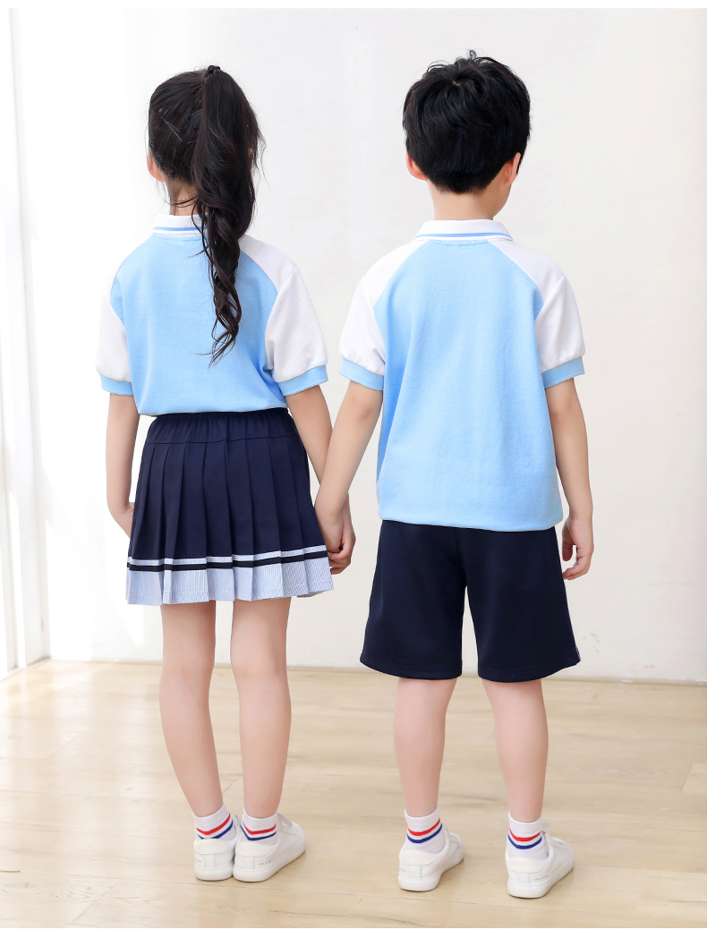 Summer kindergarten uniforms British style children graduation uniforms short-sleeved suits two-piece suits H23-1606 (including badges)