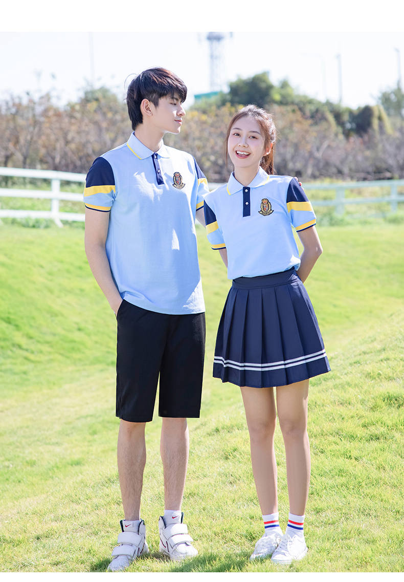 Summer middle school student campus sports style graduation photo class uniform school uniform short-sleeved suit two-piece suit men H23-2609 (including badge)